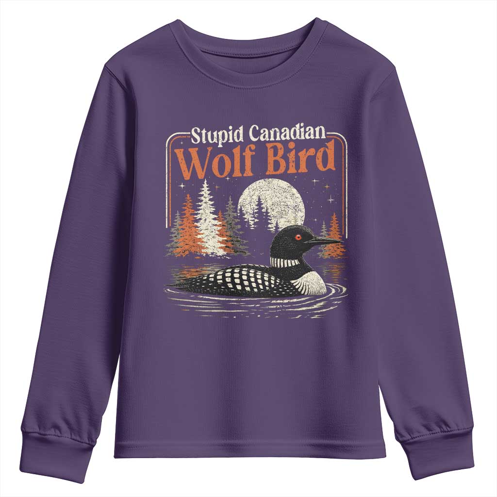 Stupid Canadian Wolf Bird Youth Sweatshirt Retro LGBT Hockey Fan Romance TS10 Purple Print Your Wear