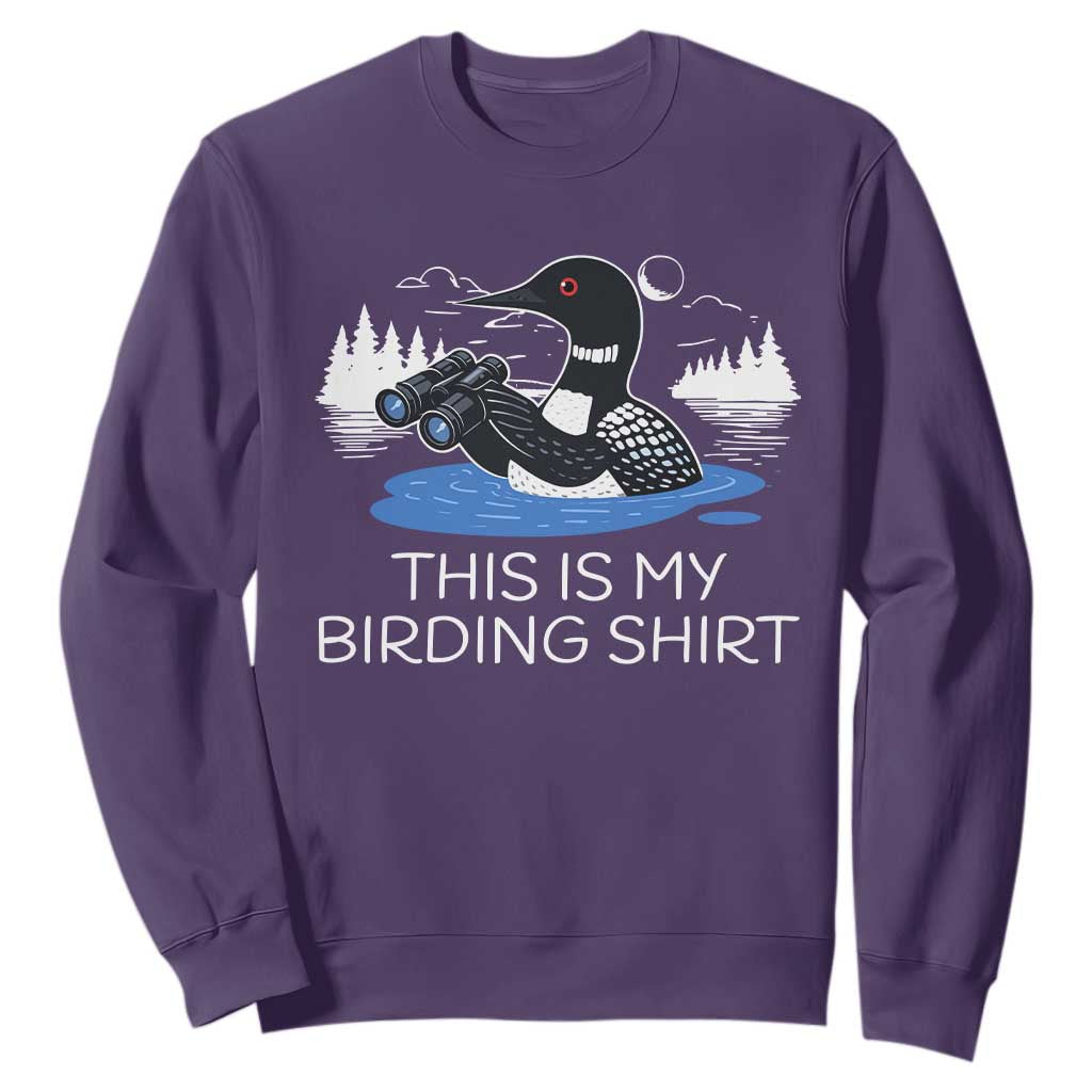 Funny Birding Sweatshirt Loon Bird Watching TS10 Purple Print Your Wear