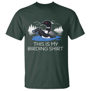 Funny Birding T Shirt Loon Bird Watching TS10 Dark Forest Green Print Your Wear