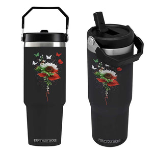 Iran Flip Straw Tumbler Free Iran Protest Sunflower Flag TS10 One Size: 30 oz Black Print Your Wear