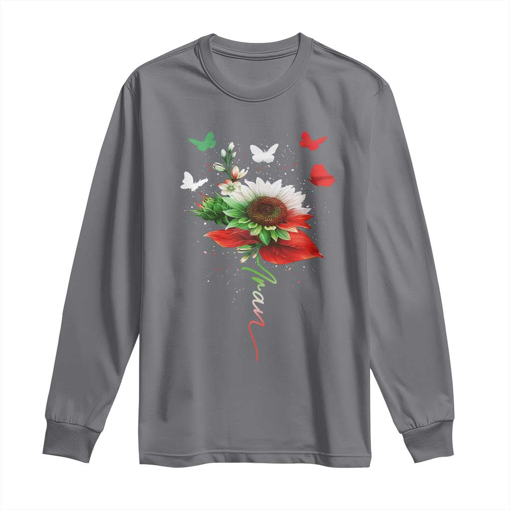 Iran Long Sleeve Shirt Free Iran Protest Sunflower Flag TS10 Charcoal Print Your Wear