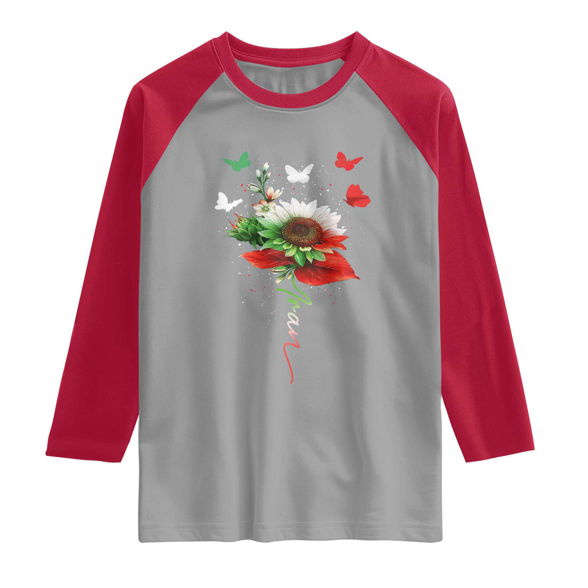 Iran Raglan Shirt Free Iran Protest Sunflower Flag TS10 Sport Gray Red Print Your Wear