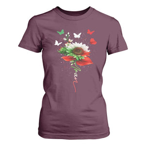 Iran T Shirt For Women Free Iran Protest Sunflower Flag TS10 Maroon Print Your Wear