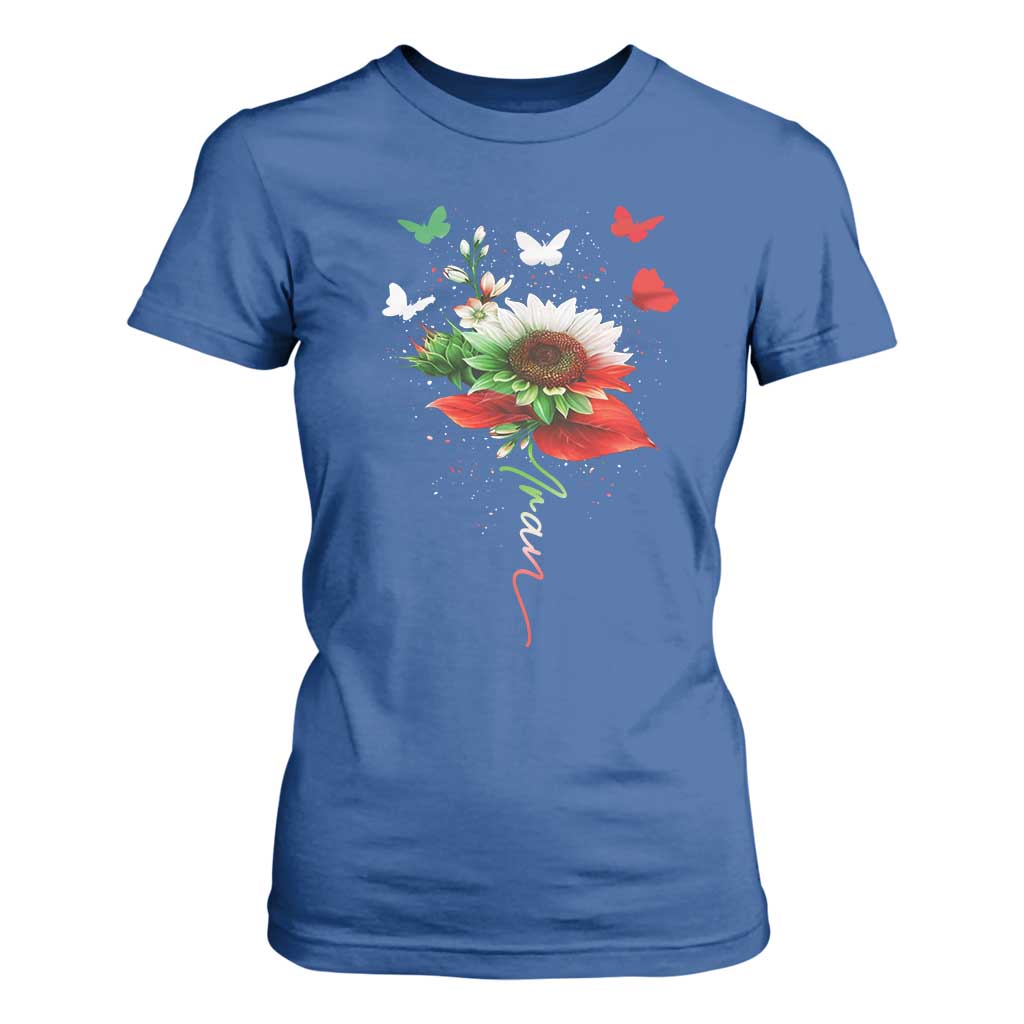 Iran T Shirt For Women Free Iran Protest Sunflower Flag TS10 Royal Blue Print Your Wear