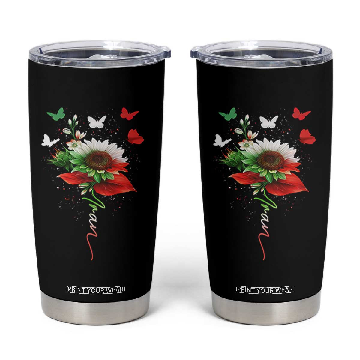 Iran Tumbler Cup Free Iran Protest Sunflower Flag TS10 Black Print Your Wear