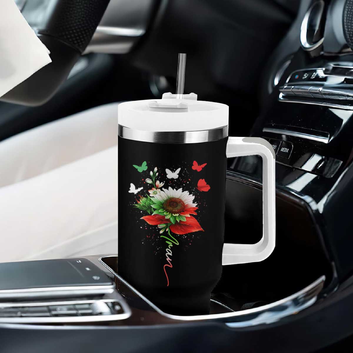 Iran Tumbler With Handle Free Iran Protest Sunflower Flag TS10 Print Your Wear