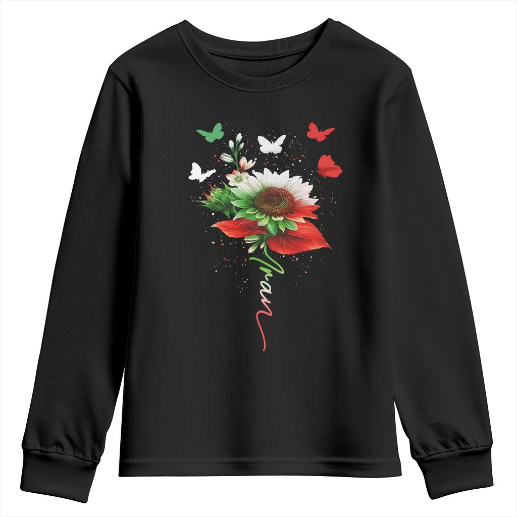 Iran Youth Sweatshirt Free Iran Protest Sunflower Flag TS10 Black Print Your Wear