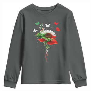 Iran Youth Sweatshirt Free Iran Protest Sunflower Flag TS10 Dark Heather Print Your Wear