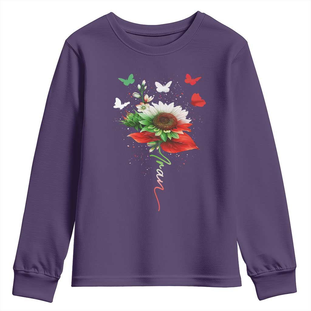 Iran Youth Sweatshirt Free Iran Protest Sunflower Flag TS10 Purple Print Your Wear