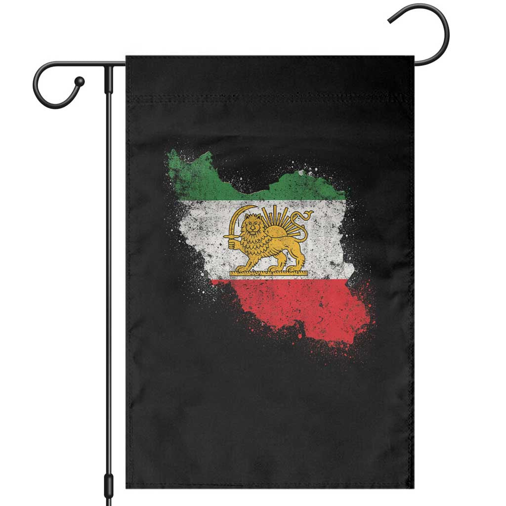 Lion and Sun Iran Garden Flag Shir o Khorshid Retro Vintage Watercolors Iran Flag TS10 Black Print Your Wear