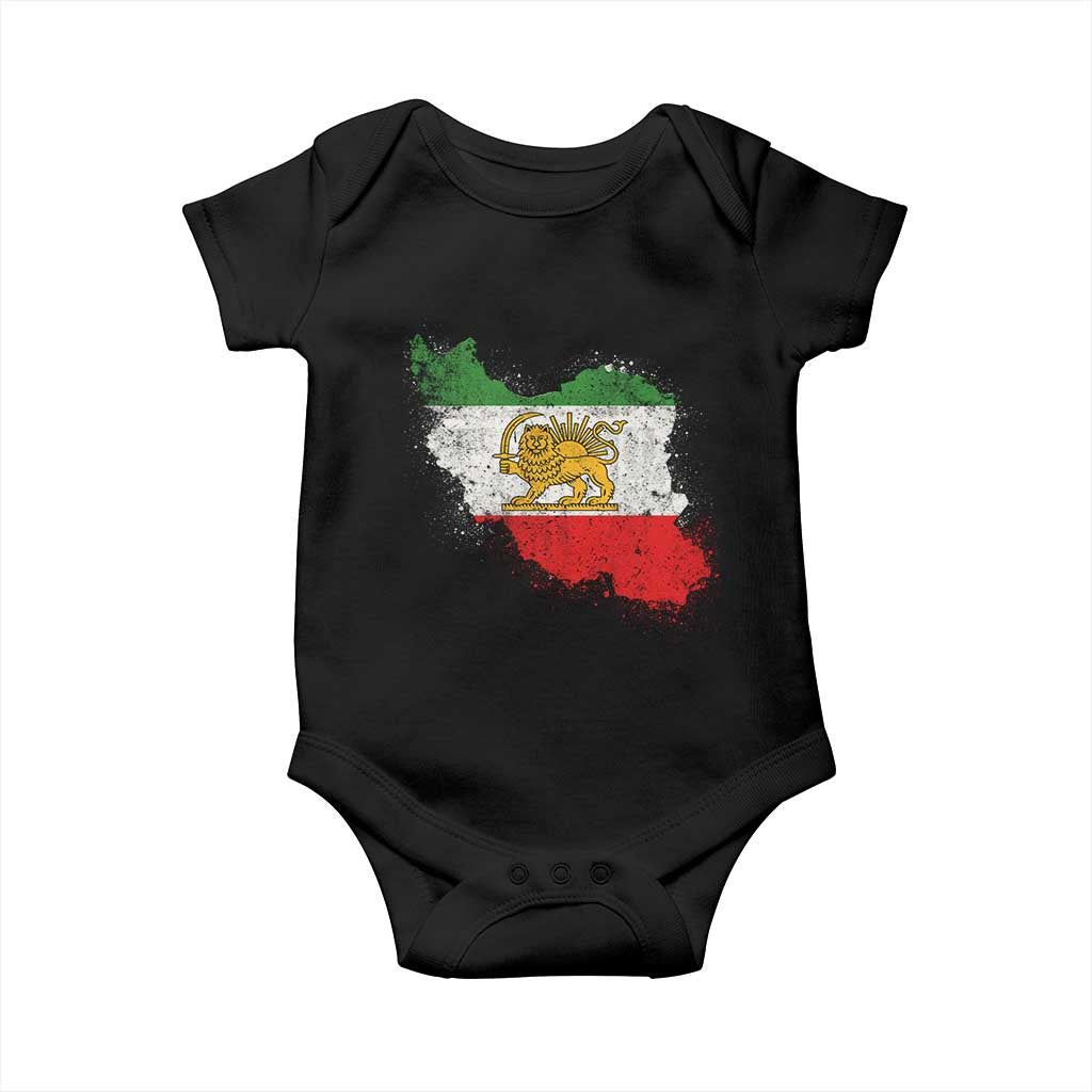 Lion and Sun Iran Baby Onesie Shir o Khorshid Retro Vintage Watercolors Iran Flag TS10 Black Print Your Wear