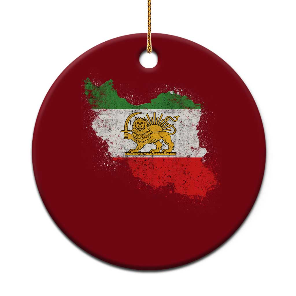 Lion and Sun Iran Ceramic Ornament Shir o Khorshid Retro Vintage Watercolors Iran Flag TS10 1pc Red Print Your Wear