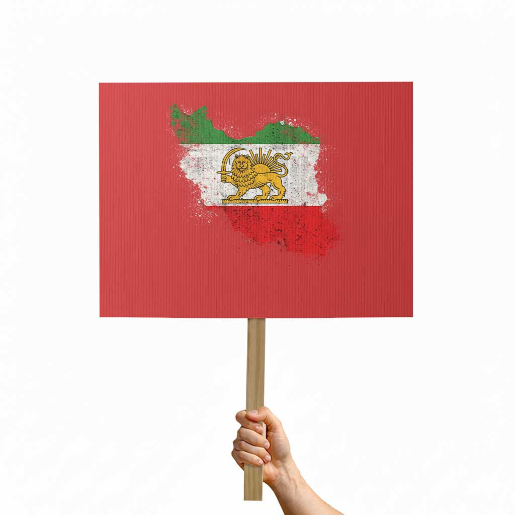Lion and Sun Iran Protest Sign Shir o Khorshid Retro Vintage Watercolors Iran Flag TS10 Horizontal 18