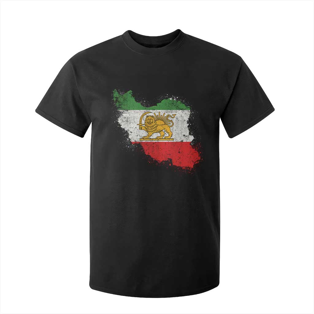 Lion and Sun Iran T Shirt For Kid Shir o Khorshid Retro Vintage Watercolors Iran Flag TS10 Black Print Your Wear
