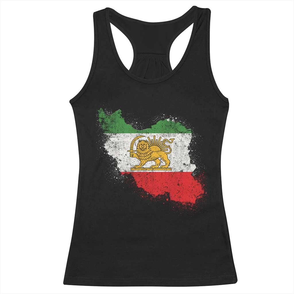 Lion and Sun Iran Racerback Tank Top Shir o Khorshid Retro Vintage Watercolors Iran Flag TS10 Black Print Your Wear