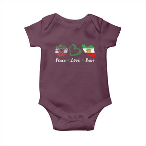 Peace Love Iran Baby Onesie Sunflower Flag TS10 Maroon Print Your Wear