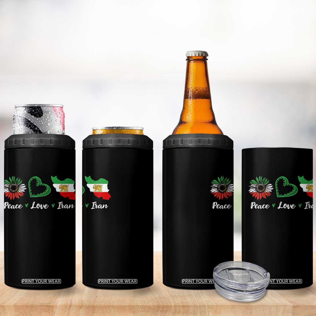 Peace Love Iran 4 in 1 Can Cooler Tumbler Sunflower Flag TS10 Print Your Wear