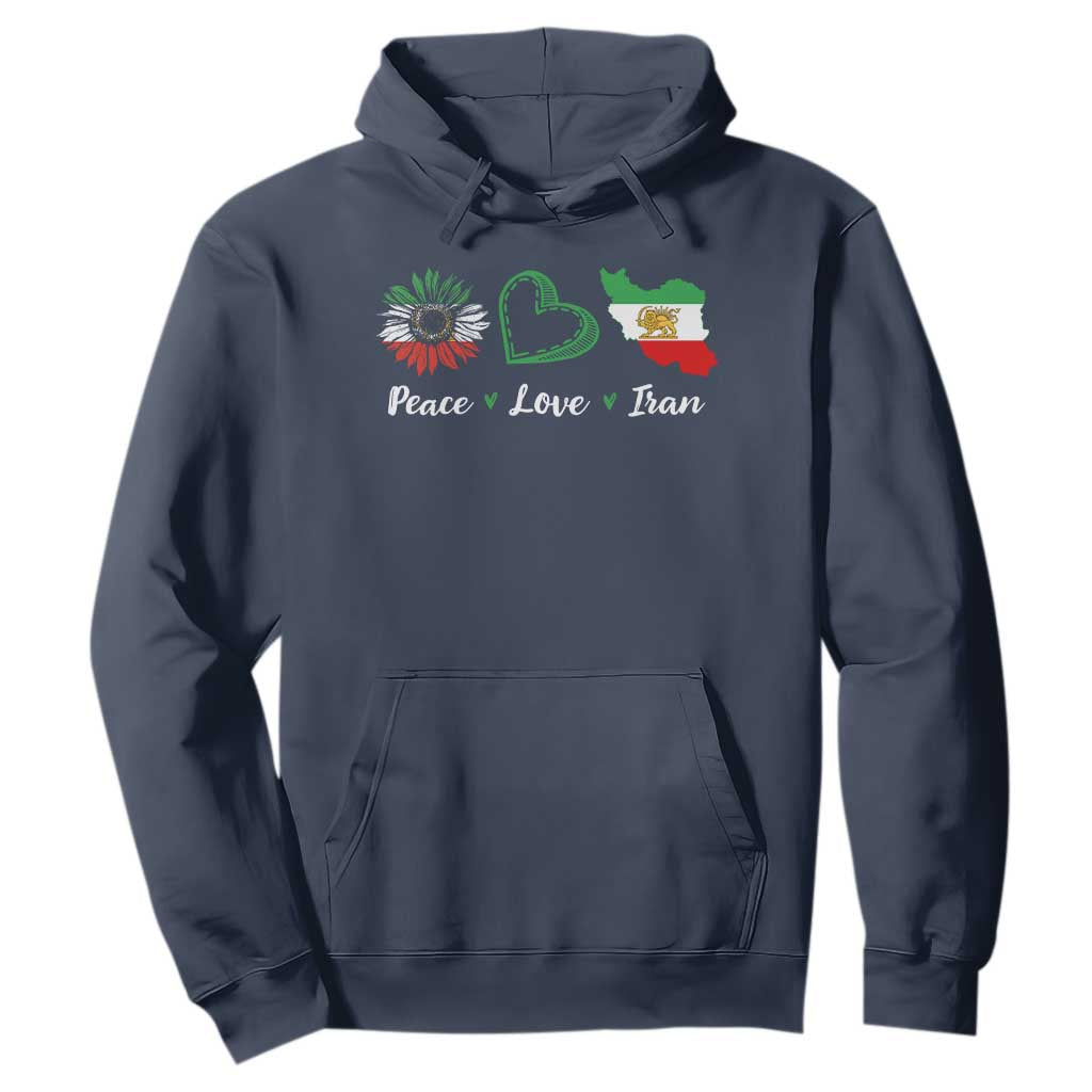 Peace Love Iran Hoodie Sunflower Flag TS10 Navy Print Your Wear