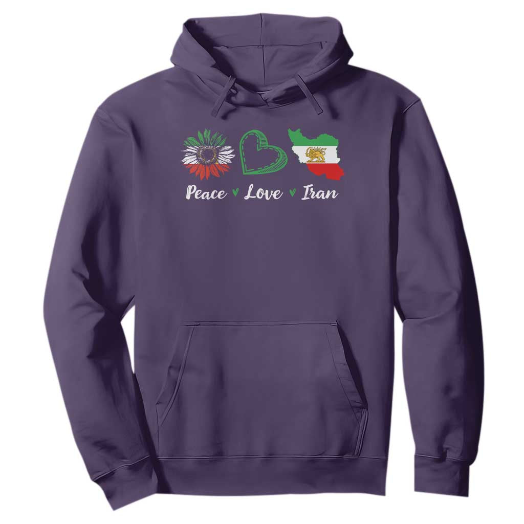 Peace Love Iran Hoodie Sunflower Flag TS10 Purple Print Your Wear