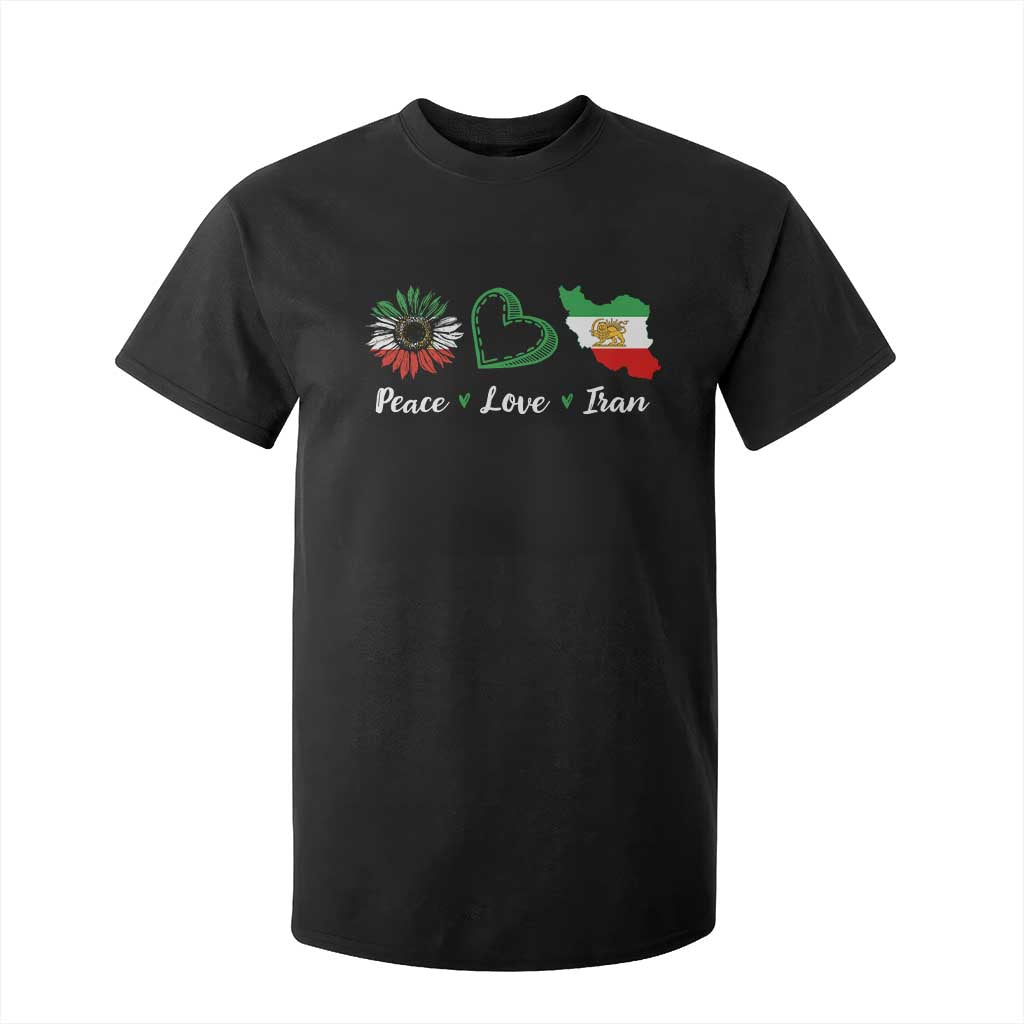 Peace Love Iran T Shirt For Kid Sunflower Flag TS10 Black Print Your Wear