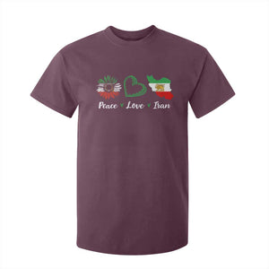 Peace Love Iran T Shirt For Kid Sunflower Flag TS10 Maroon Print Your Wear