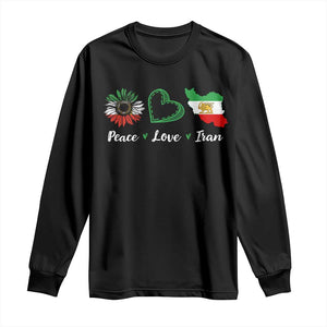 Peace Love Iran Long Sleeve Shirt Sunflower Flag TS10 Black Print Your Wear