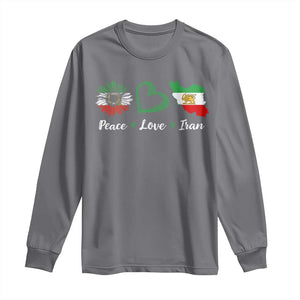 Peace Love Iran Long Sleeve Shirt Sunflower Flag TS10 Charcoal Print Your Wear