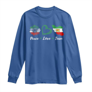 Peace Love Iran Long Sleeve Shirt Sunflower Flag TS10 Royal Blue Print Your Wear