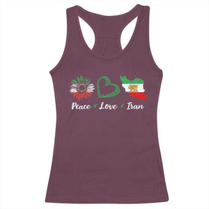 Peace Love Iran Racerback Tank Top Sunflower Flag TS10 Maroon Print Your Wear