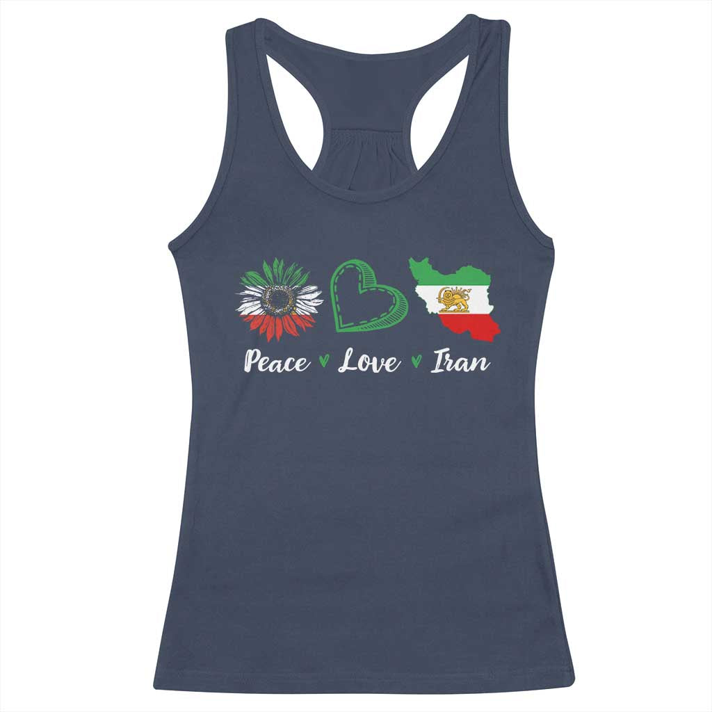 Peace Love Iran Racerback Tank Top Sunflower Flag TS10 Navy Print Your Wear