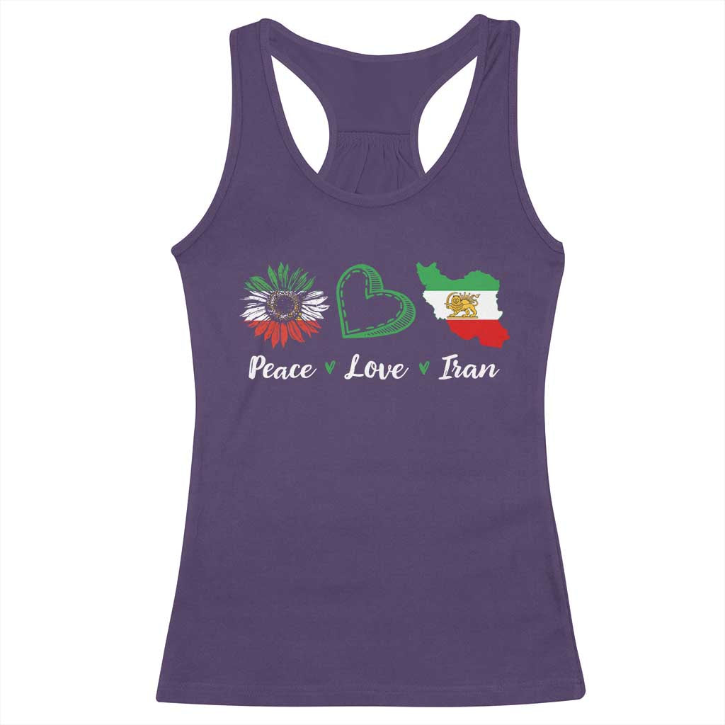 Peace Love Iran Racerback Tank Top Sunflower Flag TS10 Purple Print Your Wear