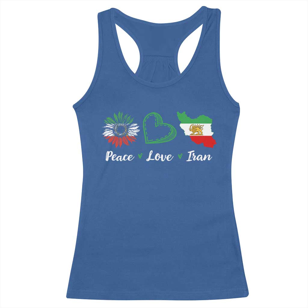 Peace Love Iran Racerback Tank Top Sunflower Flag TS10 Royal Blue Print Your Wear