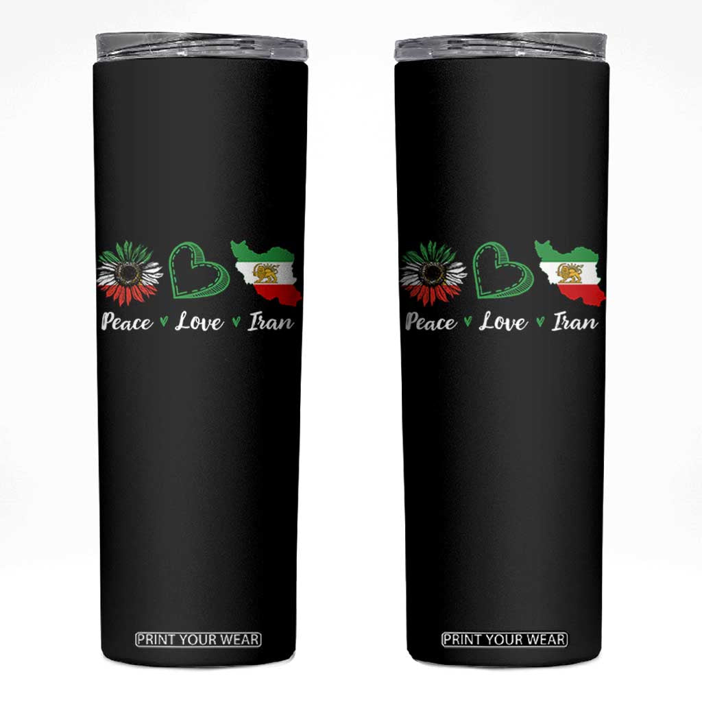 Peace Love Iran Skinny Tumbler Sunflower Flag TS10 Black Print Your Wear