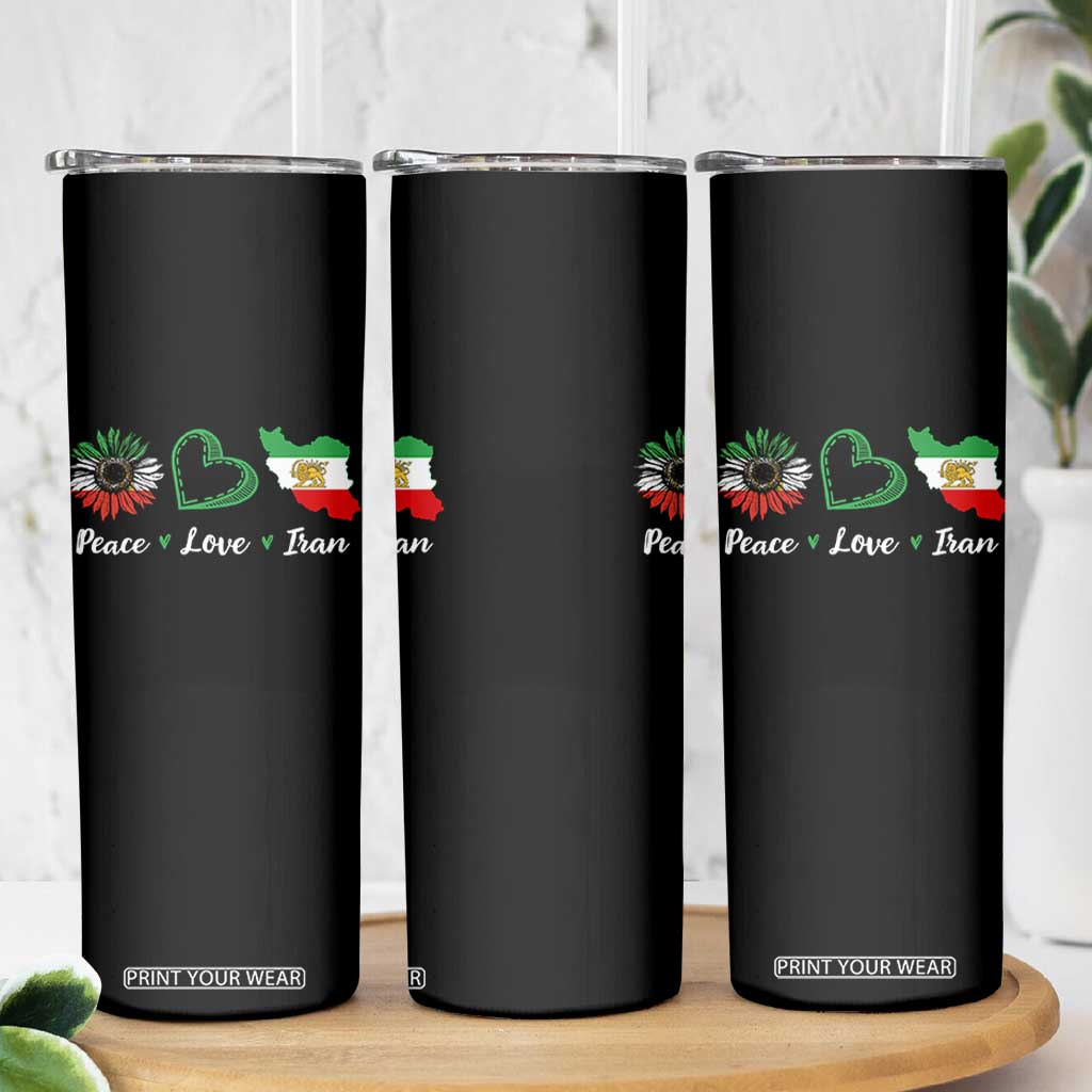 Peace Love Iran Skinny Tumbler Sunflower Flag TS10 Print Your Wear