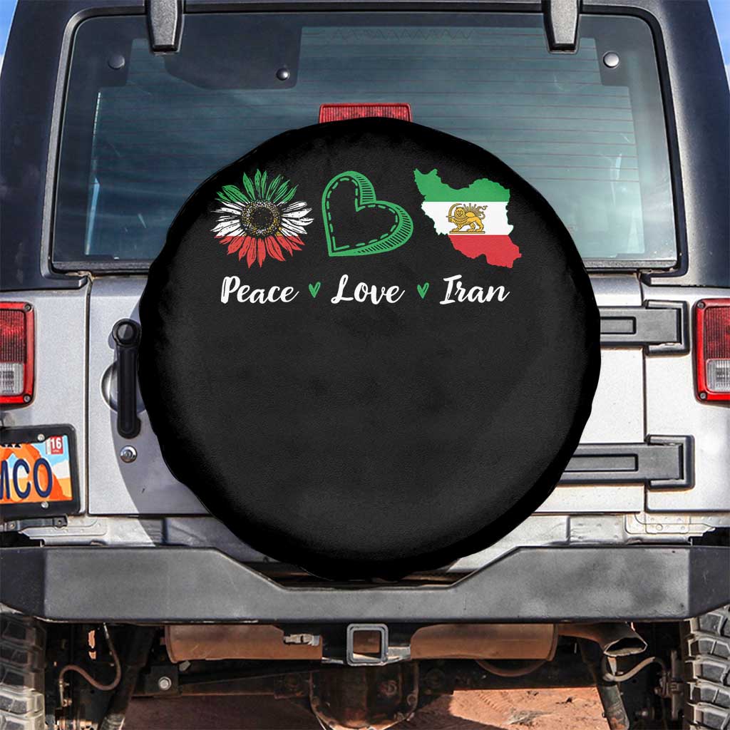 Peace Love Iran Spare Tire Cover Sunflower Flag TS10 No hole Black Print Your Wear