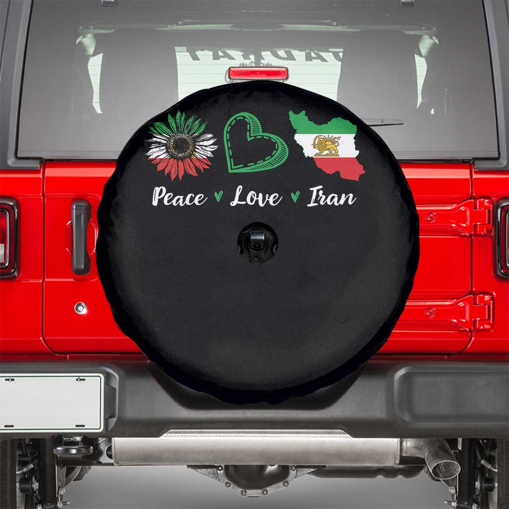 Peace Love Iran Spare Tire Cover Sunflower Flag TS10 Black Print Your Wear