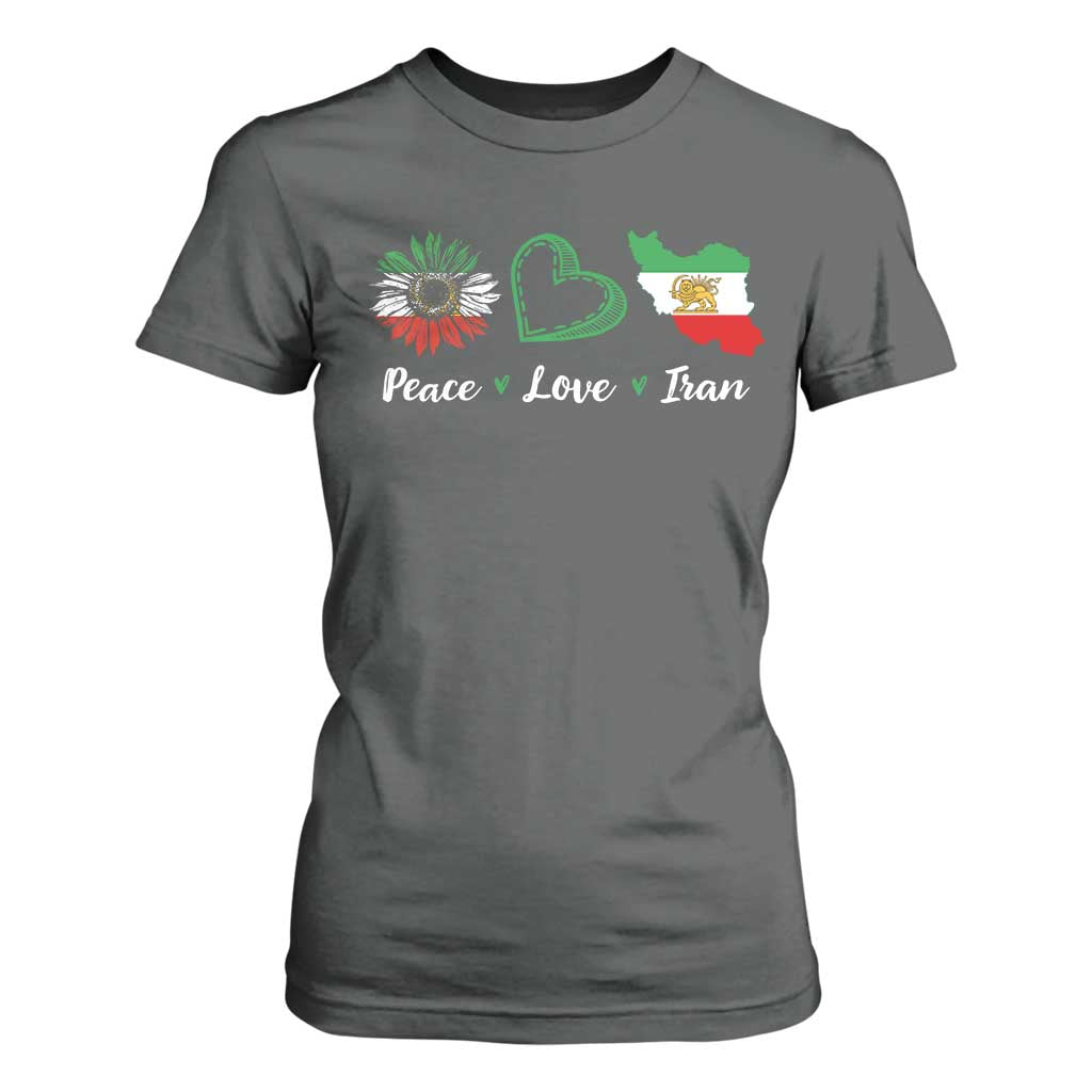 Peace Love Iran T Shirt For Women Sunflower Flag TS10 Dark Heather Print Your Wear