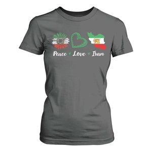 Peace Love Iran T Shirt For Women Sunflower Flag TS10 Dark Heather Print Your Wear