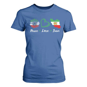 Peace Love Iran T Shirt For Women Sunflower Flag TS10 Royal Blue Print Your Wear