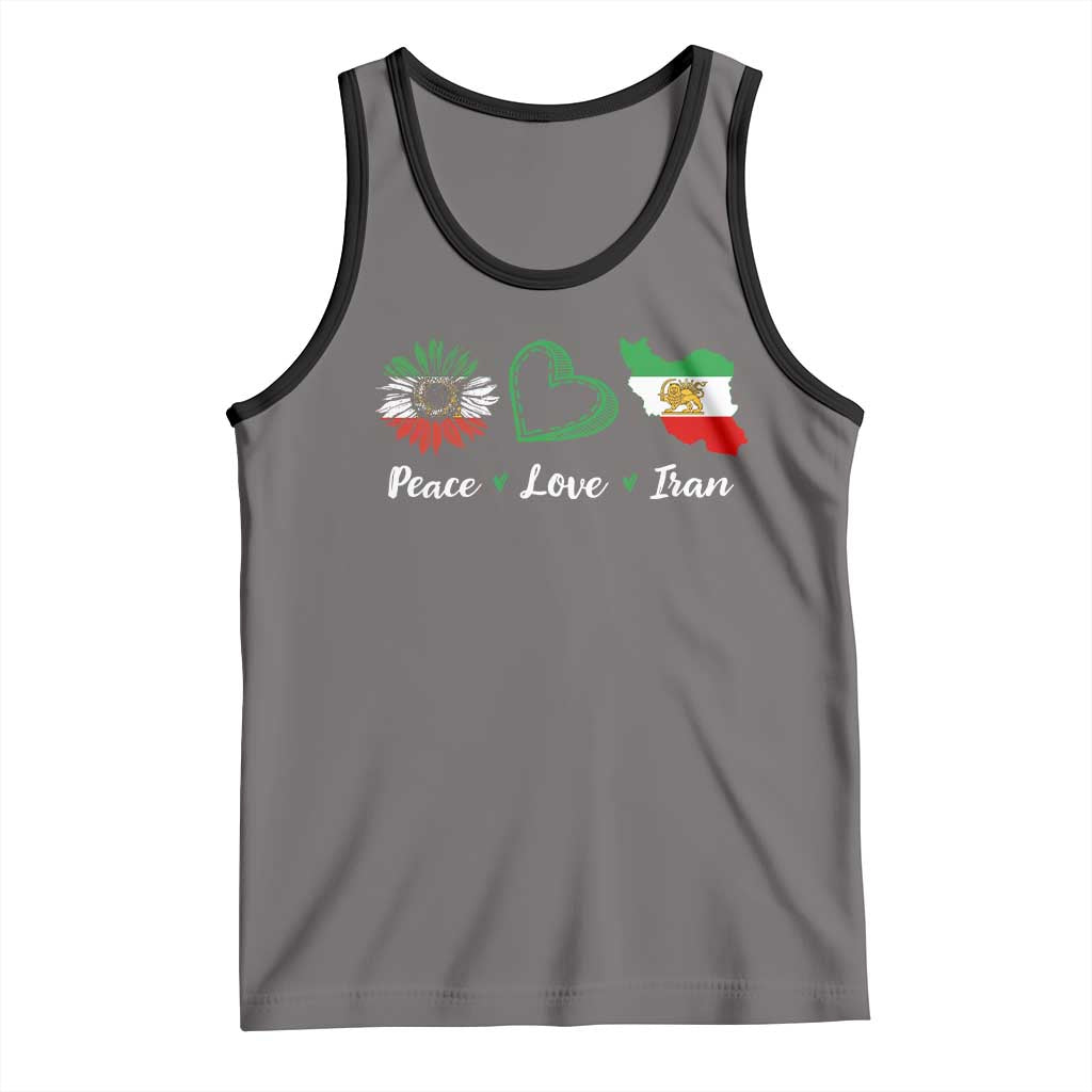 Peace Love Iran Tank Top Sunflower Flag TS10 Deep Heather Black Print Your Wear