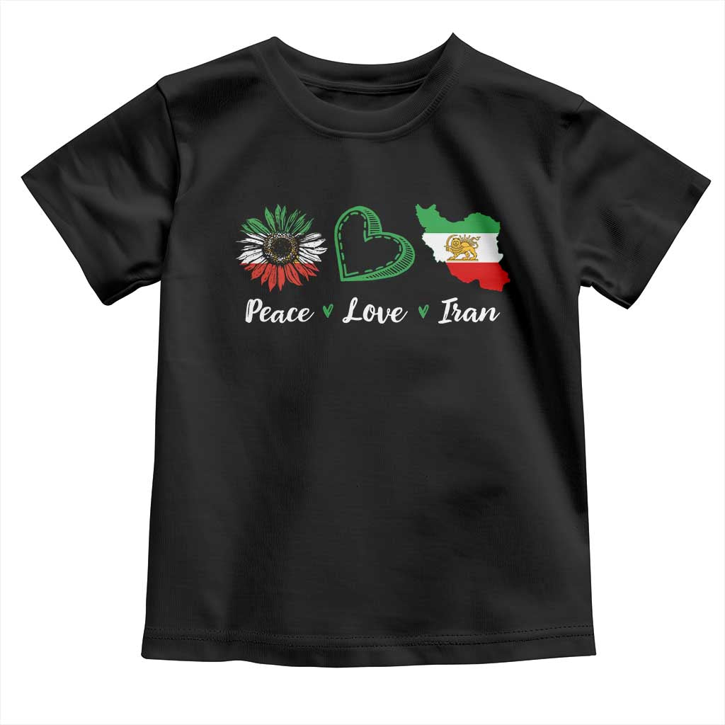 Peace Love Iran Toddler T Shirt Sunflower Flag TS10 Black Print Your Wear