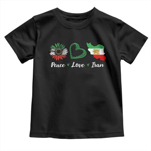 Peace Love Iran Toddler T Shirt Sunflower Flag TS10 Black Print Your Wear
