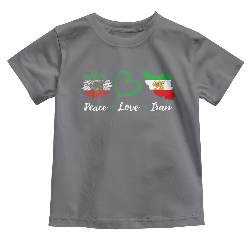 Peace Love Iran Toddler T Shirt Sunflower Flag TS10 Charcoal Print Your Wear