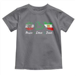 Peace Love Iran Toddler T Shirt Sunflower Flag TS10 Charcoal Print Your Wear