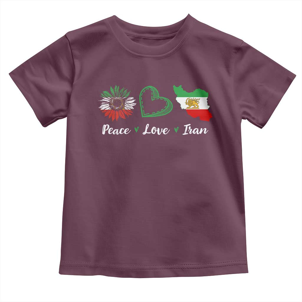 Peace Love Iran Toddler T Shirt Sunflower Flag TS10 Maroon Print Your Wear