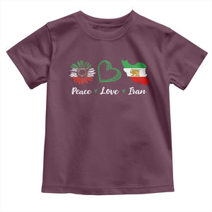 Peace Love Iran Toddler T Shirt Sunflower Flag TS10 Maroon Print Your Wear