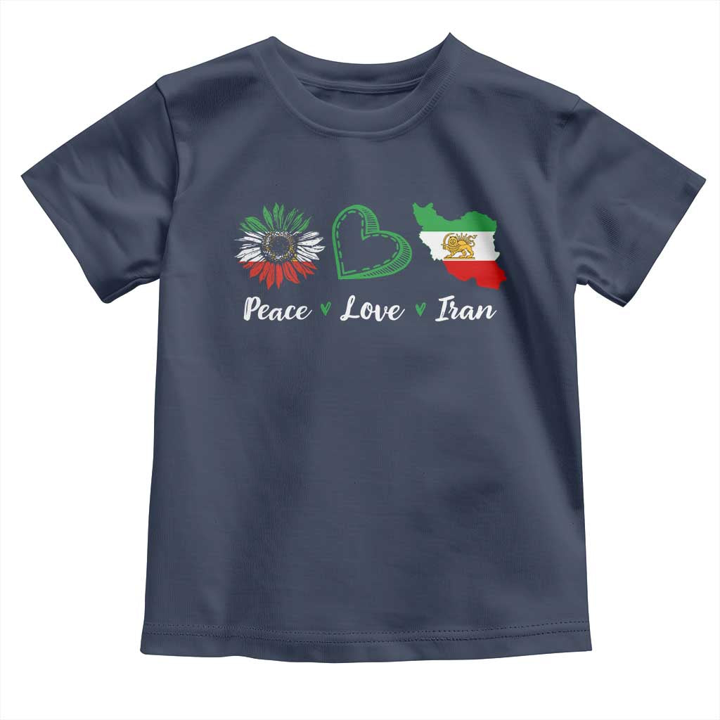 Peace Love Iran Toddler T Shirt Sunflower Flag TS10 Navy Print Your Wear