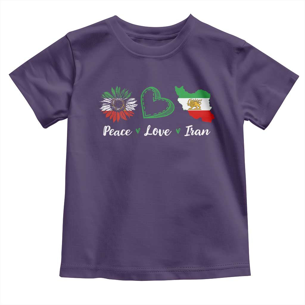 Peace Love Iran Toddler T Shirt Sunflower Flag TS10 Purple Print Your Wear