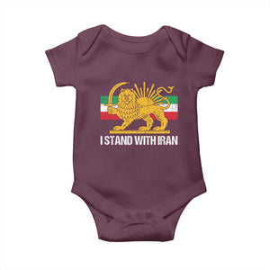 I Stand With Iran Baby Onesie Shir o Khorshid Lion And Sun Iran Persia TS10 Maroon Print Your Wear