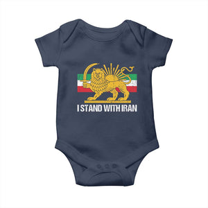 I Stand With Iran Baby Onesie Shir o Khorshid Lion And Sun Iran Persia TS10 Navy Print Your Wear